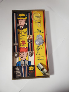 1960s Dick Tracy suspenders Brace Badge Whistle and Glass MIB C-6.5 Deluxe!!