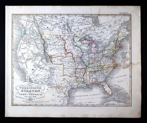 1847 Stieler Map United States Texas Missouri Oregon Territory Mexico Canada - Picture 1 of 7