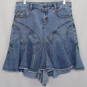 Falda Jean Gore Denim Refuge Junior Talla 7 Dobladillo Deshilachado - Imagen 1 de 8