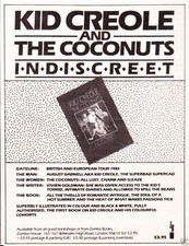 Sh8328/9P54 KID CREOLE & THE COCONUTS : INDISCREET BOOK ADVERT 5X4"