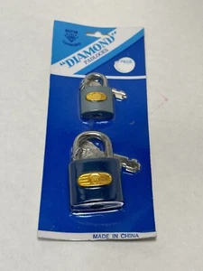 NEW vintage DIAMOND pad locks with keys 2 count pack - Picture 1 of 2