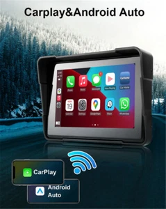 5" Motorcycle Touch Screen Wireless CarPlay Android Auto Navigator&1080P Cameras - Picture 1 of 22