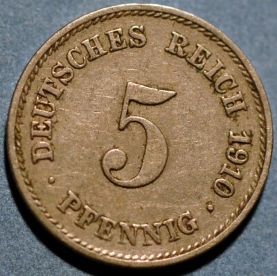 Germany Empire 5 Pfennig 1910 G KM# 11 - Image 1 of 2