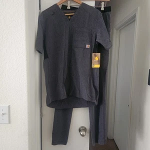 NEW Carhartt Men’s Force SET Modern Fit TALL Small Twill Pants Shirt Gray Black - Picture 1 of 18