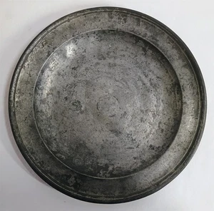 Antique Early Pewter Plate with Partial Hallmarks Iohn John Vintage - Picture 1 of 4