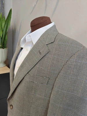 🇺🇲 Jos A Bank 男式 41R 双扣运动外套白色多色千鸟格 — 第 1/4 张图片