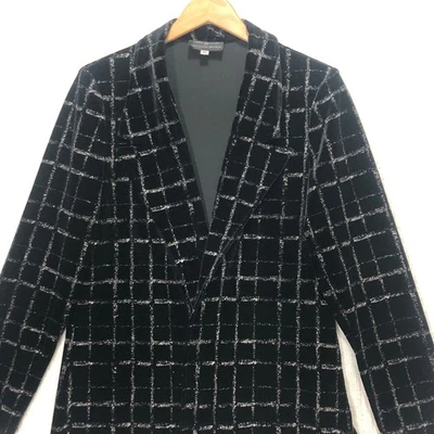 Blazer Negro Terciopelo Patrón Rejilla Saks Fifth Avenue Huey Waltz M Foto 1 de 4