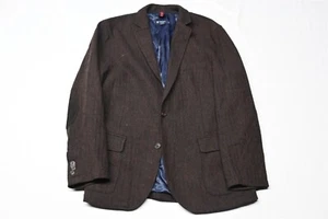 Daniel Cremieux Large Brown Herringbone Tweed Wool Blazer Jacket Sport Coat - Picture 1 of 12
