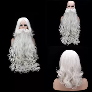 Carnival 2Pcs/set Santa Claus Wig Beard For Christmas Stage Cosplay Fancy Dress - Picture 1 of 11