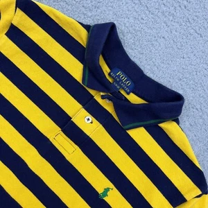 Polo Ralph Lauren Youth Shirt Yellow Striped Collared Short Sleeve Polo XL 18-20 - Picture 1 of 8
