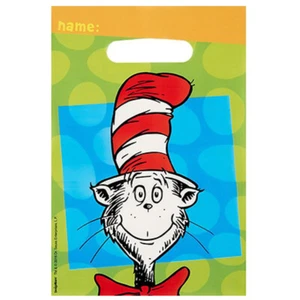 Dr Seuss Party Supplies Cat In The Hat Loot Bags 8 Pack Birthday Book Week - Picture 1 of 1