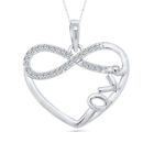0.15 Ct Natural Diamond Infinity Love Heart Pendant 14K White Gold Plated Chain