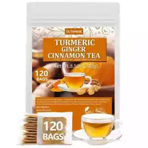 120 Premium Turmeric, Ginger, Cinnamon Blend Tea Bags, 100% Natural & No... - Picture 1 of 8
