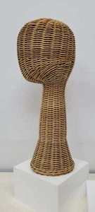 Vintage Wicker Natural Head 1970's Mid Century Modern Minimalist Display Wig Hat - Picture 1 of 10