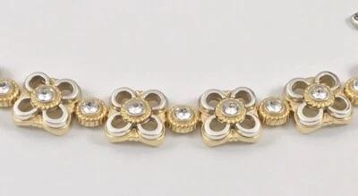 Brazalete Brighton SAVA Flor Eslabón Plata y Oro Transparente Cristales Swarovski. #758 Foto 1 de 4