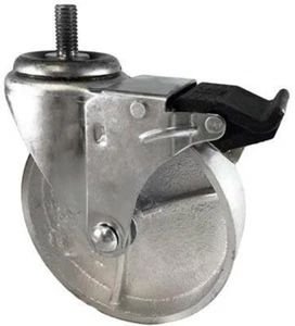 CasterHQ - 4" X 1.25" Gray Iron SEMI Steel Wheel - 1/2"-13x1" Threaded Stem - To - Picture 1 of 1