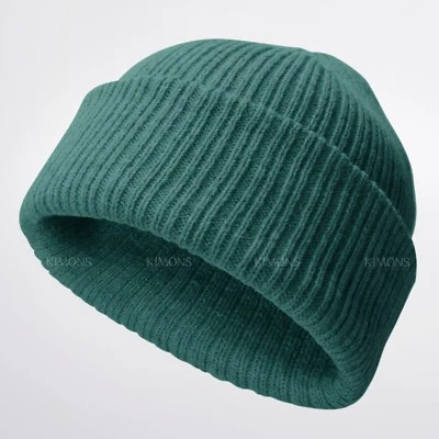 Ribbed Thick Beanie Plain Knit Cuff Ski Cap Skull Hat Warm Solid Color Winter - Image 1 of 4