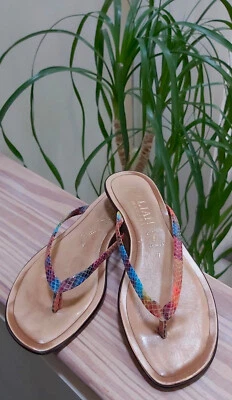 Zapatillas italianas para mujer Missie multicolor piel de serpiente tanga sandalias zapatos -7,5 Foto 1 de 4