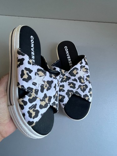 Sandali slip on Converse One Star stampa leopardata cinturino incrociato uk 4 eur 37