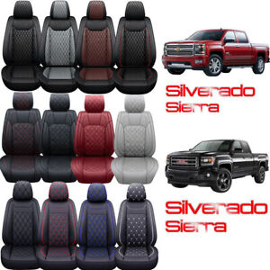 Leather Car Seat Cover For 2007-2023 Chevy Silverado GMC Sierra 1500 2500/3500HD