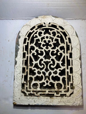 Antiguo W.G. Crema 8”x12” Hierro Fundido Catedral Registro Rejilla Ventilación Foto 1 de 4