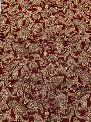 Sam Moore Upholstery Fabric Pattern #2046 Scarlet Damask Remnant & Arm Covers - Image 1 of 4