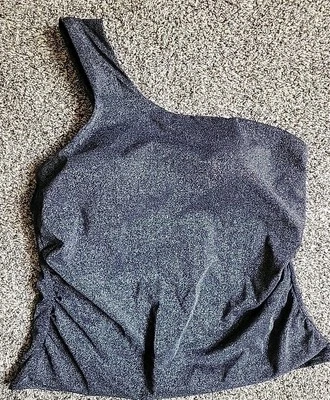 Top de natación Lands End 18 negro acolchado de un hombro plateado metálico XL para mujer S101 Foto 1 de 4