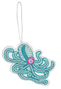 Teal and Blue Octopus Beaded Coastal Christmas Holiday Ornament - Imagen 1 de 1