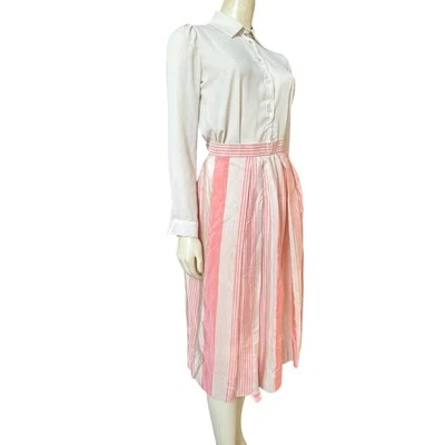 ARCHIVO Falda Plisada Vintage Lanvin Años 50 Rosa Francés Rayas Plisada XS 0 Foto 1 de 4