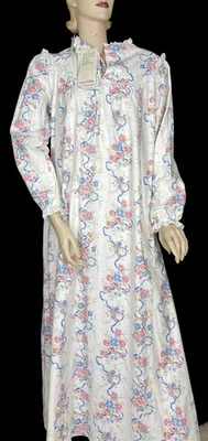 NUEVO con etiquetas Camisón Lanz of Salzburg Vintage El Original Azul Floral M Foto 1 de 4