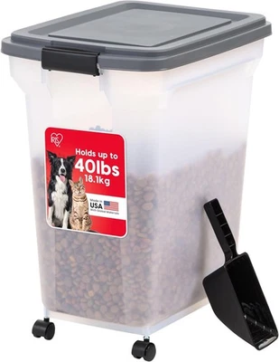 IRIS USA Dog Food Storage Container 40 lbs, 42 Clear/Dark Gray  - Imagem 1 de 4