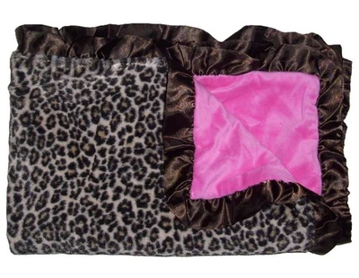 SL Hogar Moda Marrón Leopardo Guepardo Estampado Rosa Bebé Manta Borde con Volantes 119741 Foto 1 de 3