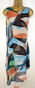 Label Lab Dress Multi Coloured Spectrum Print Drape Chiffon Sleeveless UK 8 - Picture 1 of 14