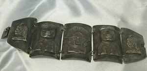 Industria Peru 900 Silver Ceremonial Icon Panel Bracelet South America Chunky - Picture 1 of 8