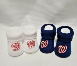 Washington Nationals 3-6 Months Baby Booties 2 Pair MLB Official Licensed NEW - Afbeelding 1 van 4