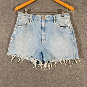 Wrangler Shorts Womens 12 Blue Denim Hot Pants Hi Bells Western Rodeo Cut Off R - Picture 1 of 14