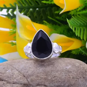 Gloriosa Ónice Negro Gema 925 Plata de Ley Handmade Anillo Todos los Tamaños - Imagen 1 de 3