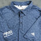 Adidas Polo Shirt Mens XXL Blue Tour Issue AOP Short Sleeve Performance Golf