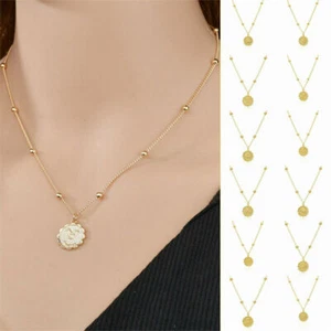 12 Constellation Symbol Necklace Zodiac Coin Pendant Women Choker Clavicle Chain - Picture 1 of 24