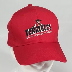 Terrible's St Jo Frontier Casino Snapback Hat Red Cap Adjustable Vtg Nissun Flaw - Picture 1 of 18