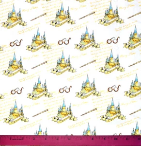 Hogwarts Fabric - HALF YARD - 100% Cotton Harry Potter Quilting Blender White - Picture 1 of 1