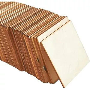 60 Pack 3x3Inch Unfinished Wood Squares Blank Wooden Cutout Tiles for DIY Crafts - Picture 1 of 8