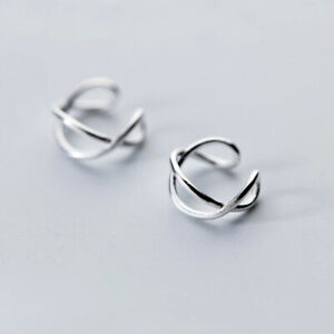 925 Sterling Silver Simple Wavy Line Ear Cuff Clip Wrap SINGLE Earring A1676