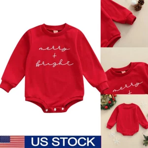 Toddler Baby Girl Boy Romper Letter Long Sleeve Jumpsuit Fall Spring Clothes - Picture 1 of 12