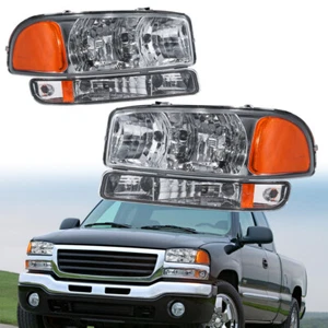 Conjunto de faros de luces delanteras cromadas para GMC Sierra 3500 Yukon XL 1500 2500 - Imagen 1 de 8