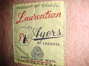 LAURENTIAN por AYERS de LACHUTE - 100% LANA - CANADIENSE - ETIQUETAS - 72x90 - Imagen 1 de 6