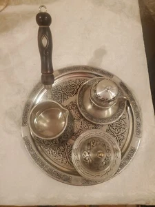 TRtesoro - 4 piezas. Juego de platillos para servir café espresso turco tono plata - Imagen 1 de 11