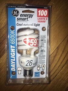 NEW GE # 89095 Energy Smart Bulb Cool Natural Light CFL Bulb 26W 1600 Lumens