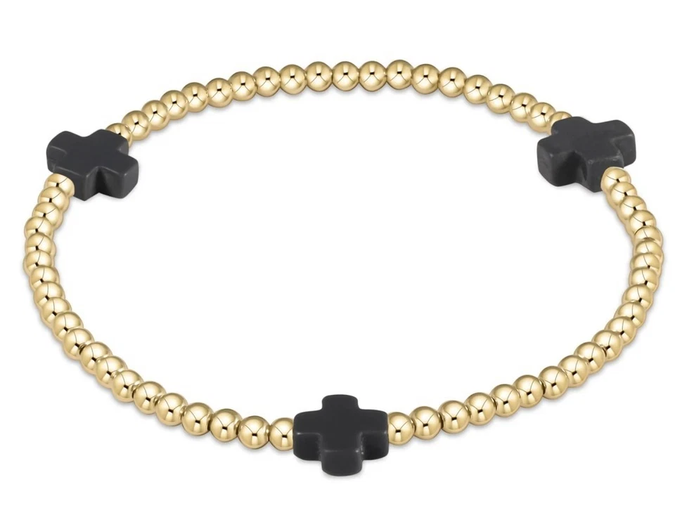 Brazalete Enewton Azul Muy Oscuro Firma Cruz Relleno de Oro 3mm Pila de Cuentas Nuevo Foto 1 de 1