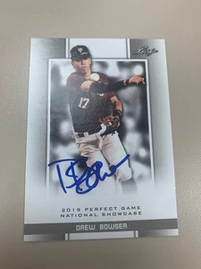 Tarjeta de juego Leaf Perfect 2019 #119 firmada por Drew Bowser GLP autógrafo automático radiocontrol novato - Imagen 1 de 1